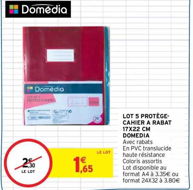 Lot 5 Protège-cahier à Rabt 17 X 22 Cm  Domedia