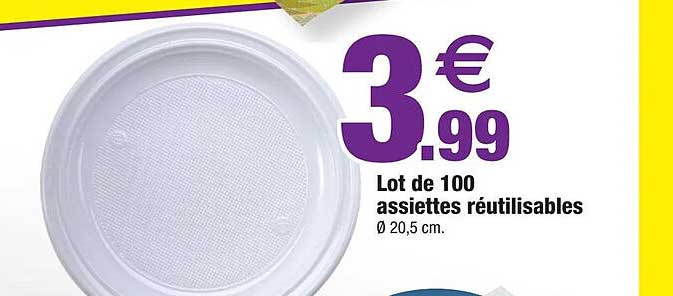 Lot De 100 Assiettes Réutilisables