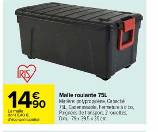 malle roulante 75l