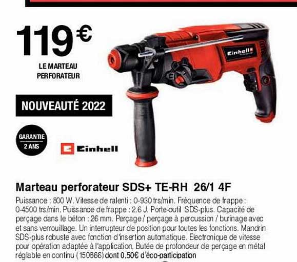 marteau perforateur sds+ te-rh 26 1 4f einhell