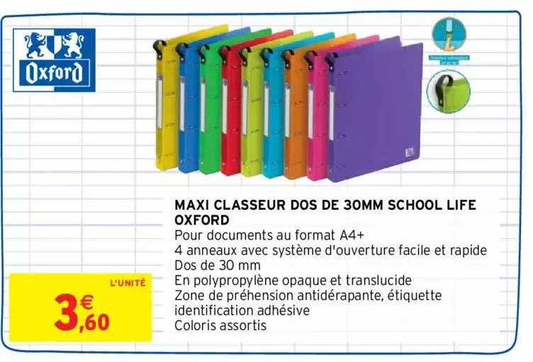 maxi classeur dos de 30mm school life oxford