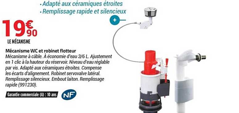 mécanisme wc et robinet flotteur