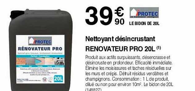 nettoyant désincrustant renovateur pro 20l protec