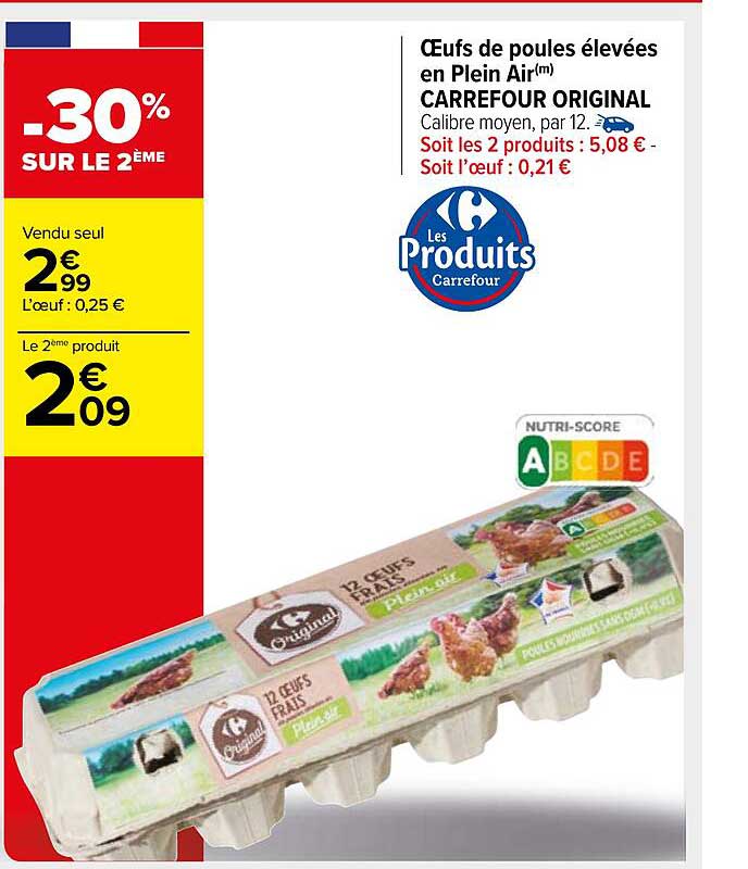 œufs De Poules élevées En Plein Air Carrefour Original -30% Sur Le 2ème