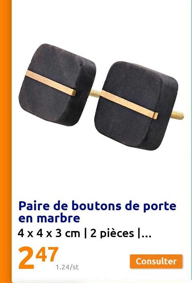 Paire De Boutons De Porte En Marbre