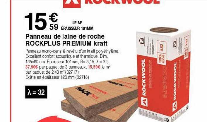 panneau de laine de roche rockplus premium kraft