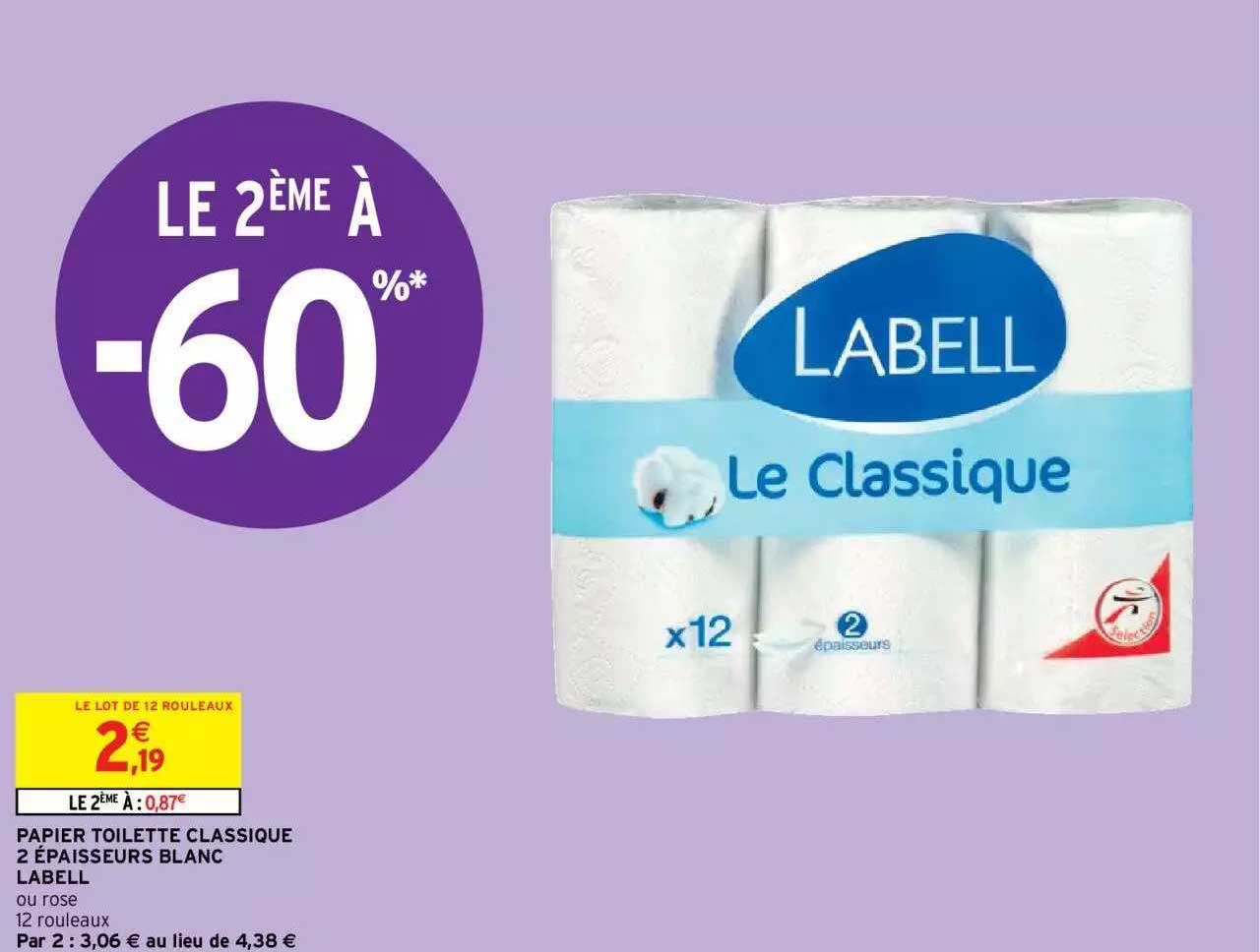 papier toilette classique 2 épaisseurs blanc labell