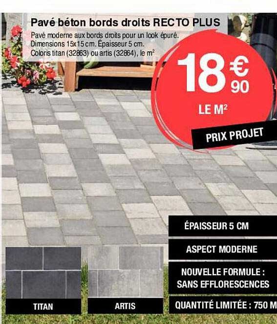 pavé béton bords droits recto plus