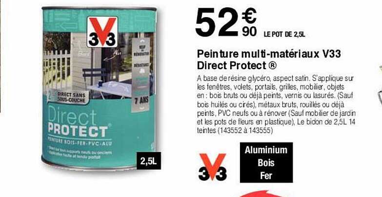 peinture multi-matériaux v33 direct protect