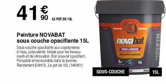 peinture novabat sous couche opacifiante 15l