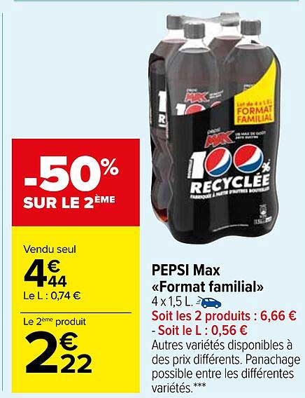 pepsi max format familial -50% sur le 2ème