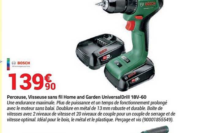 perceuse visseuse sans fil home and garden universsaldrill 18v-60 bosch