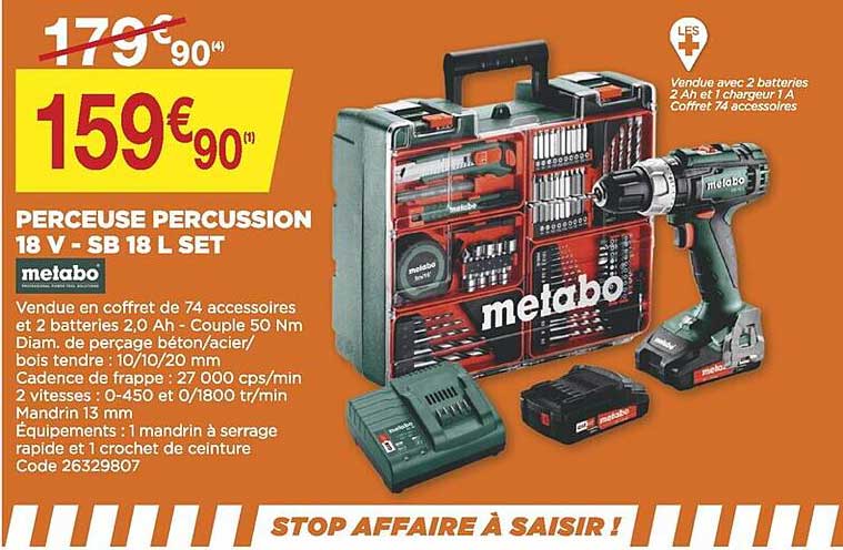 Pereceuse Percussion 18 V - Sb 18 L Set Metabo