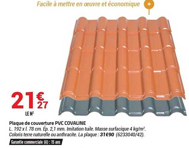 plaque de couverture pvc covaline