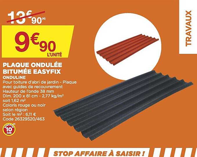 plaque ondulée bitumée easyfix