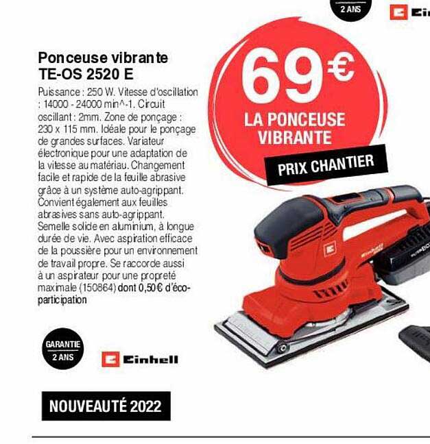 ponceuse vibrante te-os 2520 e einhell