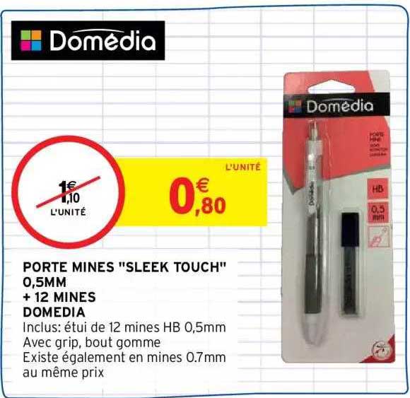porte mine "sleek touch" 0,5mm +12 mines domedia