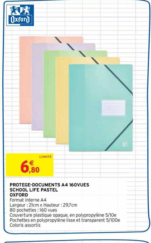 protège-documents a4 160 vues school life pastel oxford