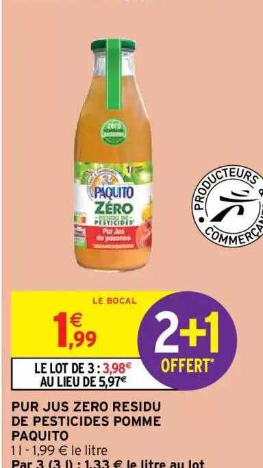 pur jus zéro résidu de pesticides pomme paquito