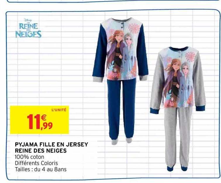 pyjama fille en jersey reine des neiges