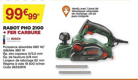 rabot pho 2100 + fer carbure