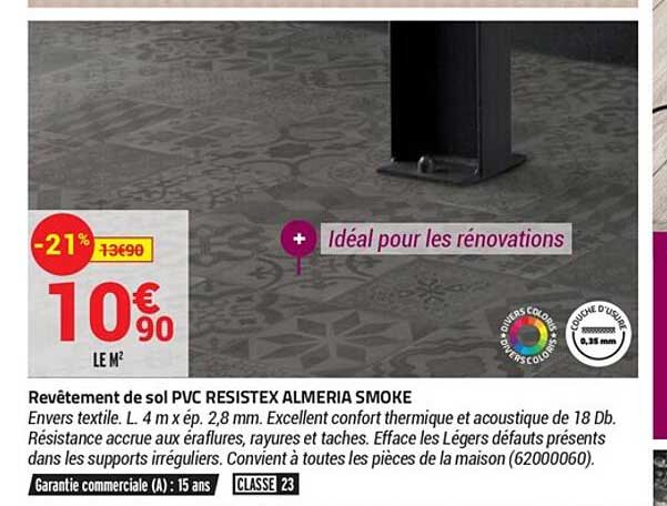 revêtement de sol pvc resistex almeria smoke