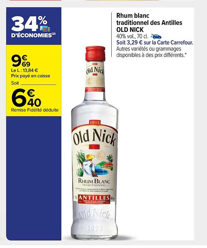 rhum blanc traditionnel des antilles old nick