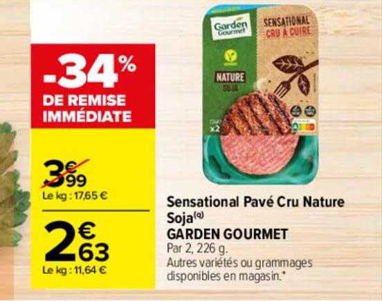 sensational pavé cru nature soja garden gourmet -34% de remise immédiate