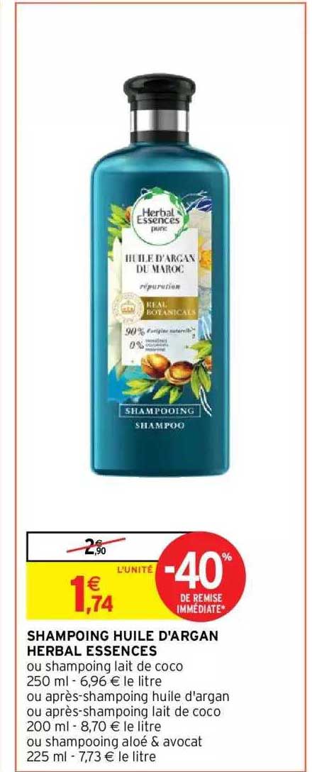 shampoing huile d'argan herbal essences