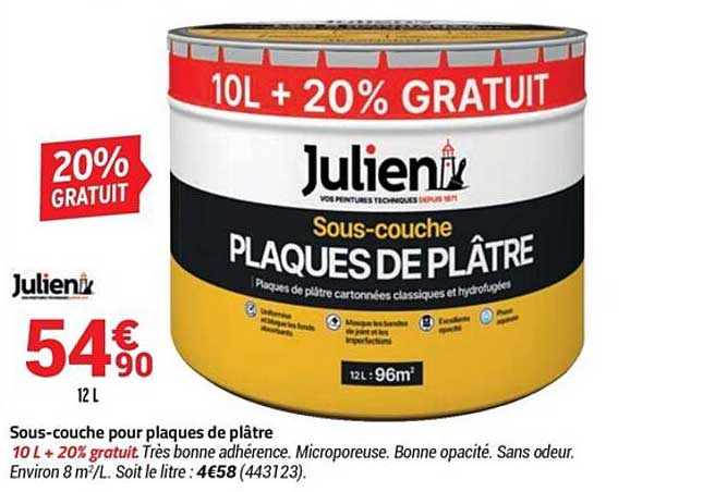 sous-couche pour plaques de plâtre julien