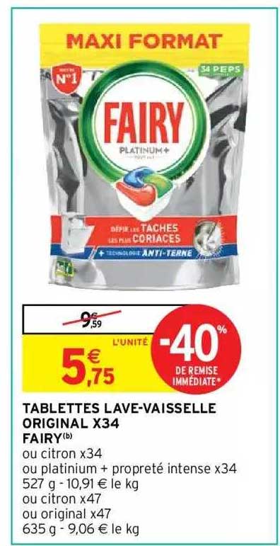 tablettes lave-vaisselle original x34 fairy