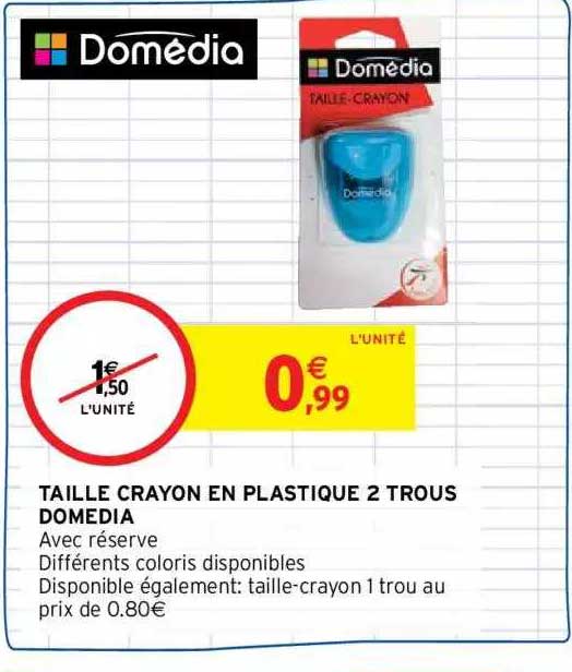 taille crayon en plastique 2 tours  domedia