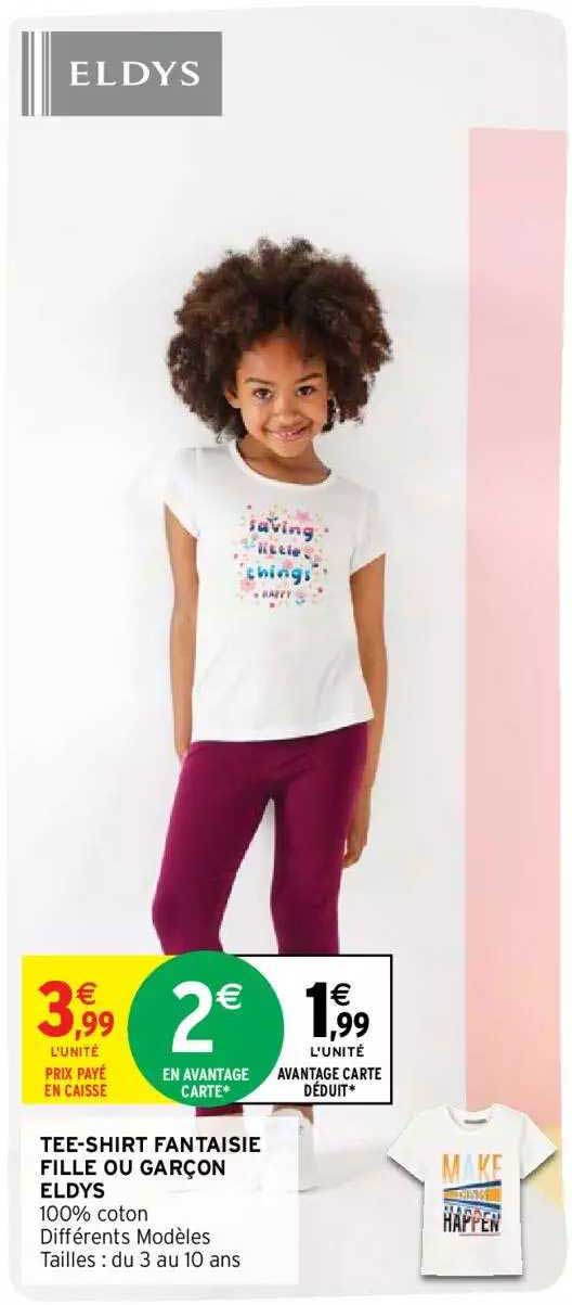 tee-shirt fantaise fille ou garçon eldys