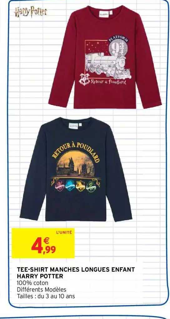 tee-shirt manches longues enfant harry potter