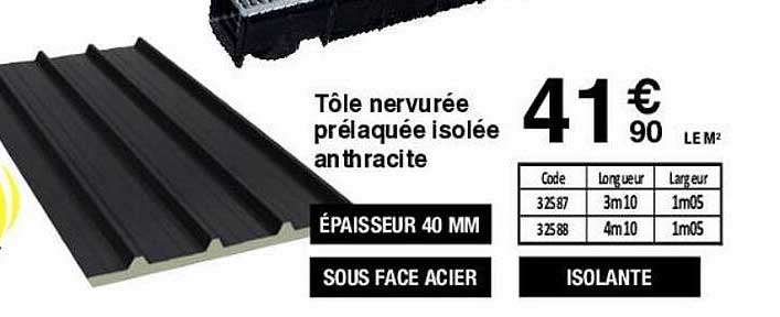 tôle nervurée prélaquée isolée enthracite