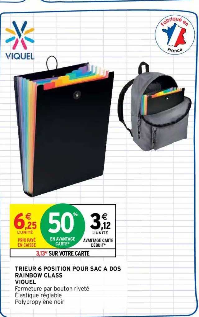 trieur 6 position pour sac à dos rainbow class viquel
