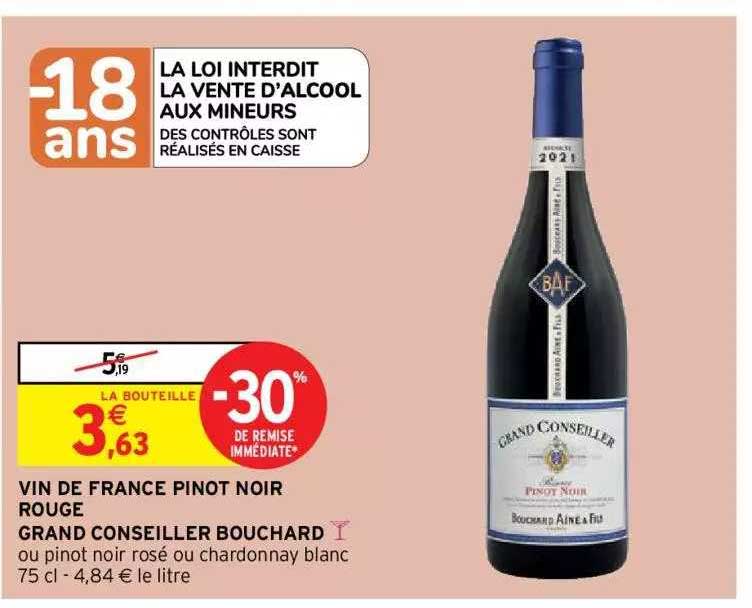 vin de france pinot noir rouge grand conseiller bouchard
