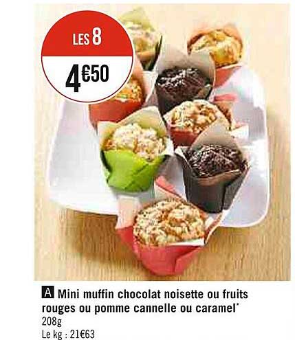 Mini Muffin Chocolat Noisette Ou Fruits Rouges Ou Pomme Cannelle Ou Caramel