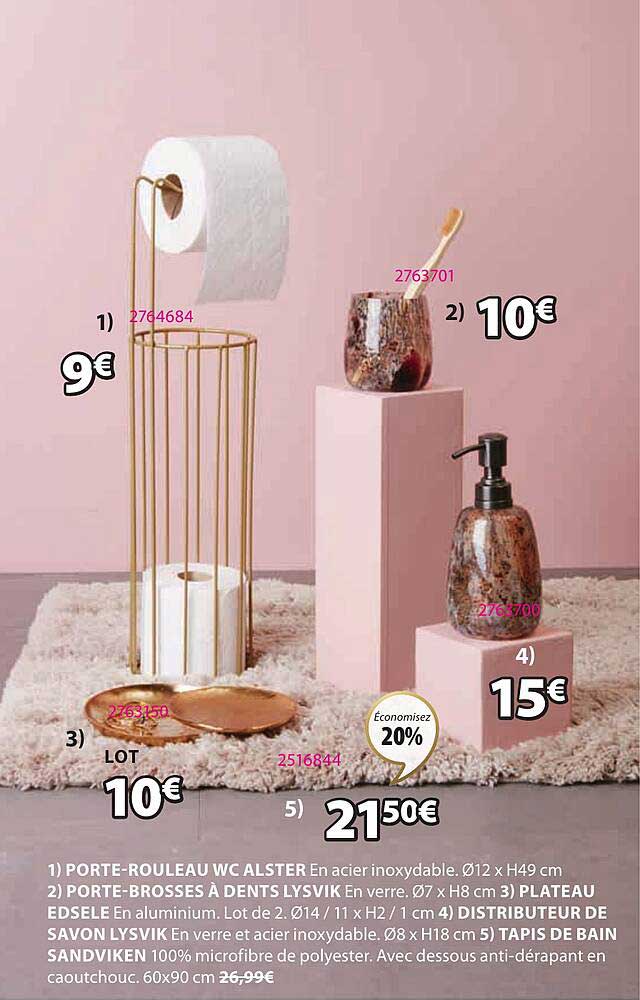 Porte-rouleau Wc Alster, Porte-brosses à Dents Lysvik, Plateau Edsele, Distributeur De Savon Lysvik, Tapis De Bain Sandviken