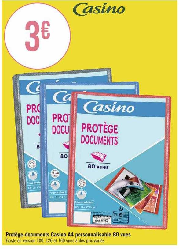 protège-documents casino A4 personnalisable 80 vues
