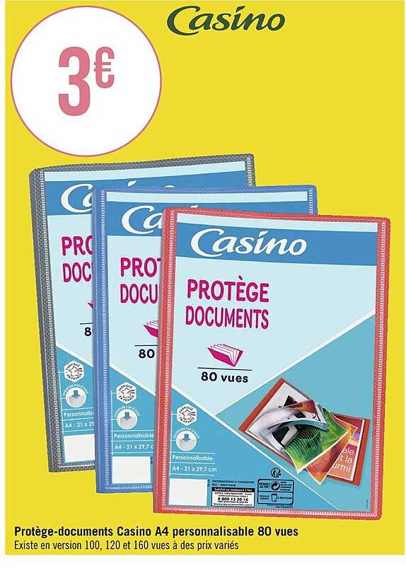 protège-documents casino A4 personnalisable 80 vues casino