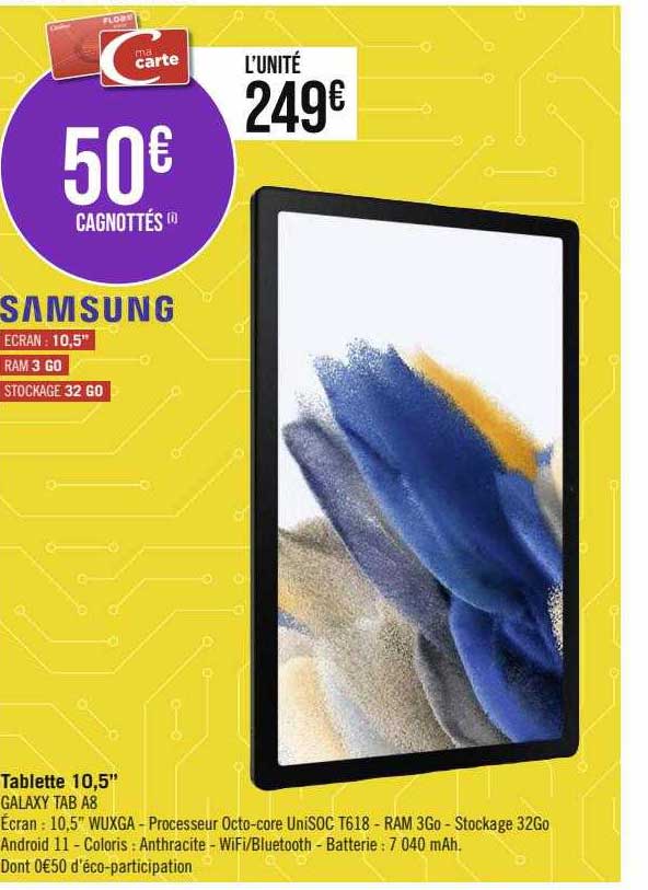 Tablette 10,5" Samsung Galaxy Tab A8
