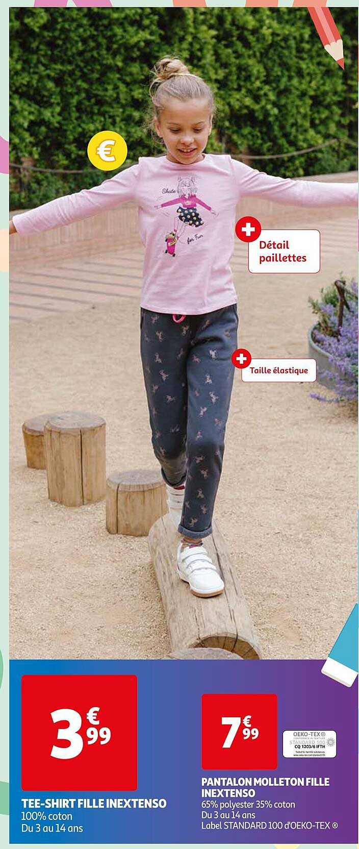 tee-shirt fille inextenso, pantalon molleton fille inextenso