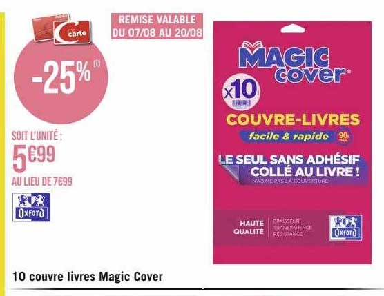 10 Couvre Livres Magic Cover Oxford