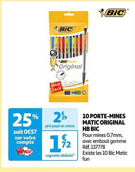 10 porte-mines matic original hb bic