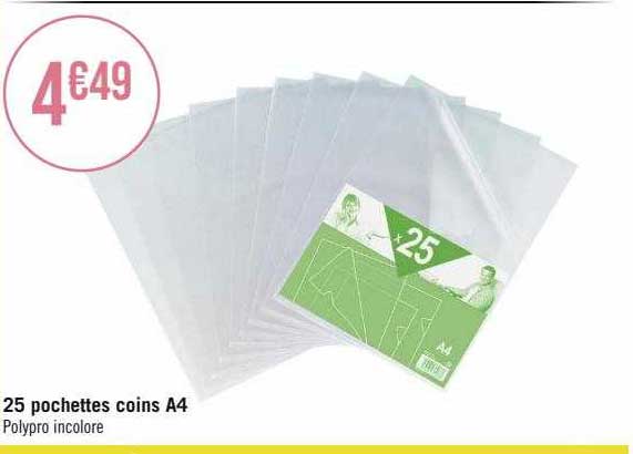 25 Pochettes Coins A4