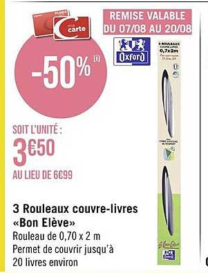 3 rouleaux couvre-livres «bon élève» oxford