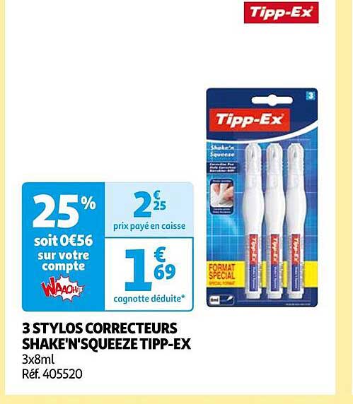 3 Stylos Correcteurs Shake'n'squeeze Tipp-ex