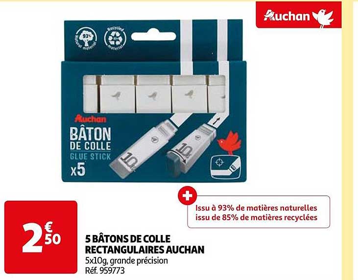 5 Bâtons De Colle Rectangulaires Auchan