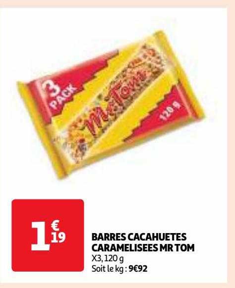 barres cacahuètes caramélisées mr tom